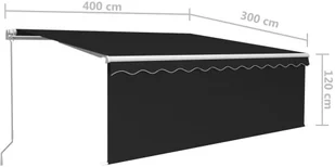 VidaXL Lumarko Ręcznie zwijana markiza z zasłoną, 4x3 m, antracytowa  3069299 VidaXL - Markizy - miniaturka - grafika 9