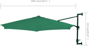 vidaXL Parasol ścienny z LED, na metalowym słupku, 300 cm, zielony 312523 - Parasole ogrodowe - miniaturka - grafika 10