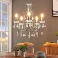 Lampy sufitowe - Lampenwelt com Chromowany żyrandol Solveig z kryształkami - miniaturka - grafika 1