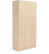 Szafy biurowe - AJ Szafka schowkowa w kolorze brzoza laminat z 9 schowkami 3 sekcje 183362 - miniaturka - grafika 1