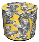 Pufy i podnóżki - Żółto-szara okrągła pufa z ozdobnym printem C9-F82 - miniaturka - grafika 1