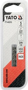 Yato WIERTŁO DO METALU HSS PREMIUM 2,4MM DO WIERCENIA W STALI INOX 5 SZT YT-44206 - Wiertła - miniaturka - grafika 3