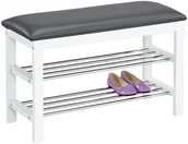 Szafki na buty - Półka na buty z siedziskiem 2 piętra, biały - miniaturka - grafika 1