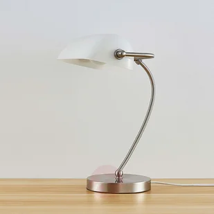 Lampenwelt COM Lampa bankierska Selea z białym szklanym kloszem - Lampy stojące - miniaturka - grafika 4