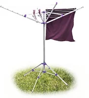 Suszarki na ubrania - Relaxdays Suszarka rotacyjna 19 m wys. x szer. x gł.: ok. 158 x 167 x 167 cm. Ruchomy regał na pranie z podpórką i 4 aluminiowymi bokami do składania i przenoszenia na ogród, balkon i camping, kolor s 10018371 - miniaturka - grafika 1