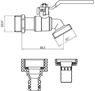 Deante Zawór ogrodowy kulowy 3/4" z adapterami chrom VFA 252L - Zawory i kraniki - miniaturka - grafika 5
