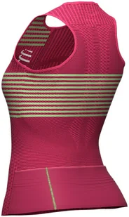 Compressport Triathlonowa koszulka kompresyjna damska TRI POSTURAL TANK TOP różowo-zielona - Bielizna sportowa damska - miniaturka - grafika 5