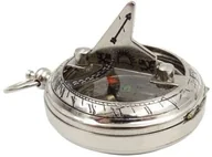 Dekoracje domu - GD Srebrzysty zegar słoneczy z kompasem NC1028 224335 - miniaturka - grafika 1