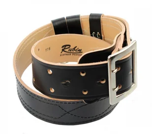 WIREX (PL) Wojskowy Pas Męski Skórzany OFICER RUBIN (PL) Skóra Licowa CZARNY Z Jasnym Spodem Bardzo Mocny Z Płytką I Przeszyciami PO45C XXL - Paski - miniaturka - grafika 3