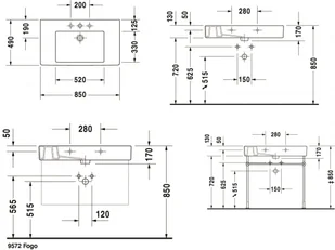 Duravit Vero 85x49 0329850000 - Umywalki - miniaturka - grafika 2