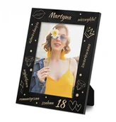 Gadżety dla niej i dla niego - Murrano Ramka na zdjęcia czarna z grawerem dla niej na 18 urodziny RAMK-BK-001 - miniaturka - grafika 1