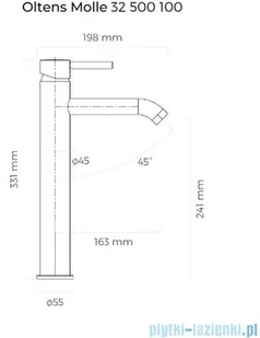 Oltens Molle wysoka czarny mat 32400300 - Baterie umywalkowe - miniaturka - grafika 2