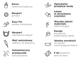 BESCO Bateria umywalkowa wysoka Modern/Varium Czarny mat - Baterie umywalkowe - miniaturka - grafika 2