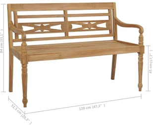 vidaXL Ławka Batavia z szarą poduszką 120 cm lite drewno tekowe 3062155 - Ławki ogrodowe - miniaturka - grafika 10