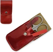 Zestawy do manicure i pedicure - Mont Bleu 3-częściowy zestaw do manicure w etui ze sztucznej skóry, czerwony Red MS-055.C9 - miniaturka - grafika 1