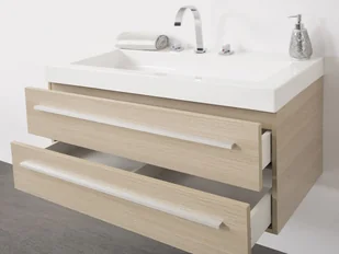 Beliani Meble łazienkowe beżowe - szuflady - umywalka - lustro - BARCELONA - Inne meble do łazienki - miniaturka - grafika 3