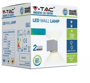 v-tac Kinkiet Ścienny V-TAC 12W LED Góra/Dół Regulowany Chip BRIDGELUX Biały Kwadrat IP65 VT-759-12 4000K 1100lm - Lampy ścienne - miniaturka - grafika 19