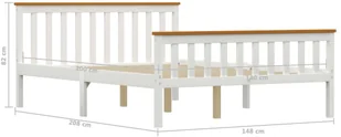 vidaXL Rama łóżka, biała, lite drewno sosnowe, 140 x 200 cm - Łóżka - miniaturka - grafika 11