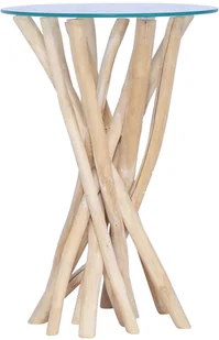 vidaXL vidaXL Stolik kawowy ze szklanym blatem, 35x35x50 cm, drewno tekowe - Ławy i stoliki kawowe - miniaturka - grafika 4