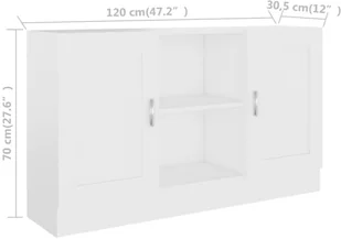 vidaXL Szafka, biała, 120 x 30,5 x 70 cm, płyta wiórowa 802777 - Szafki do salonu - miniaturka - grafika 8