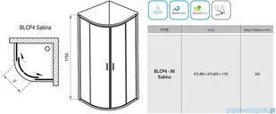Ravak Blix BLCP4 Sabina kabina półokrągła 90x90 satyna transparent Anticalc 3B270U40Z1 - Kabiny prysznicowe - miniaturka - grafika 2