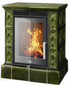 Piece wolnostojące - ABX ABX Piecyk kaflowy Helvetia Exclusive Biały Cokół Zielony Brąz helvetia/exclusive - miniaturka - grafika 1