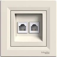 Gniazdka elektryczne - Schneider Asfora gniazdo telefoniczne podtynkowe podwójne 2xRJ11 kremowe EPH4200123 - miniaturka - grafika 1