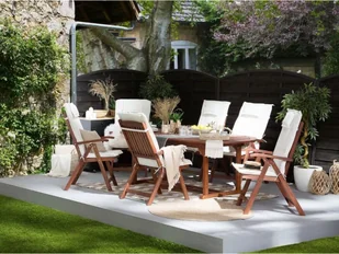 Beliani Zestaw 6 poduszek na krzesła ogrodowe kremowy TOSCANA - Fotele i krzesła ogrodowe - miniaturka - grafika 2