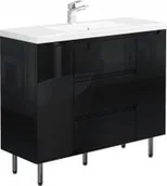 Szafki łazienkowe - Furni Szafka z Umywalką Stojąca ETHOS 100 cm D BLACK + Wieszak 40cm GRATIS ETHC UM ST 100 D - miniaturka - grafika 1