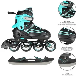 Nils EXTREME NH18190 2w1 CZARNO-NIEBIESKI ROZM.L(39-43) ŁYŻWOROLKI Z WYM. PŁ. HOKEJOWĄ EXTREME - Rolki - miniaturka - grafika 3