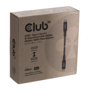 Club 3D Club 3D USB4 Typ-C Gen3x2 kabel dwukierunkowy 40Gbps 8K60Hz 100W Powerdelivery, CAC-1571 CAC-1571 - Kable USB - miniaturka - grafika 4