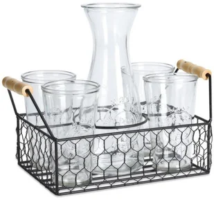 Komplet 4 szklanek i karafki 1 l w metalowym stojaku Excellent - Karafki - miniaturka - grafika 2
