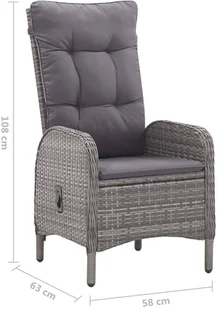 vidaXL 3-częściowy zestaw mebli ogrodowych, polirattan i szkło, szary - Meble ogrodowe - miniaturka - grafika 11