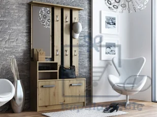 GARDEROBA WIESZAK LUSTRO SZAFKA NA BUTY DĄB ARTISAN - Szafki na buty - miniaturka - grafika 2