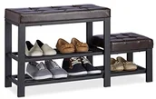 Szafki na buty - Relaxdays szafka na buty z taboretem, przytulna tapicerka siedziska, 2 poziomy, dla dzieci, wymiary: 50 x 90 x 20 cm, różne kolory 10023312_93 - miniaturka - grafika 1