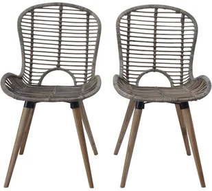 vidaXL Krzesła ogrodowe, 2 szt, naturalny rattan, 48x64x85 cm, brązowe - Fotele i krzesła ogrodowe - miniaturka - grafika 2