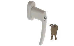 B-harko Klameczka okienna biała z kluczykiem L-35 mm HR001(blokada w pozycji zamkniętej) - Klamki B-harko Klameczka okienna biała z kluczykiem L-35 mm HR001(blokada w pozycji zamkniętej) - Klamki - miniaturka - grafika 1