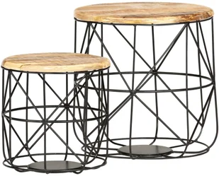 vidaXL Stoliki kawowe, 2 szt., lite drewno mango 8719883826806 - Stoły - miniaturka - grafika 7