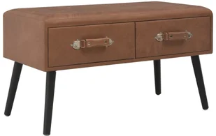 vidaXL Ławka z szufladami, 80 cm, ciemnobrązowa, sztuczna skóra vidaXL - Ławki do przedpokoju - miniaturka - grafika 2