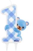 Urodziny dla dorosłych - MK Świeczka cyferka jedynka 1 niebieska Miś - 12 cm -  1 szt. SWI37 - miniaturka - grafika 1