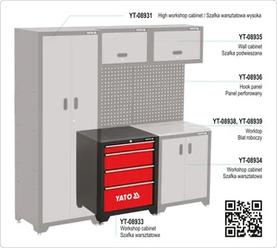YATO SZAFKA SERWISOWA BAZOWA 4 SZUFLADY WYMIARY SZAFKI 660 X 457 X 863mm YT-08933 - Pozostałe wyposażenie warsztatu - miniaturka - grafika 6