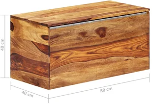 Skrzynia, 80 x 40 x 40 cm, lite drewno sheesham - Inne meble do salonu - miniaturka - grafika 6