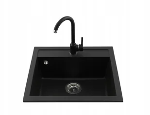 Granitan Zlew Granitowy Bateria Kuchnia Złota - Zlewozmywaki z baterią - miniaturka - grafika 3