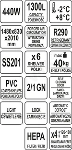 Yato SZAFA MROŹNICZA 1300L 1480x830x2010 YG-05211 - Szafy i witryny chłodnicze - miniaturka - grafika 9