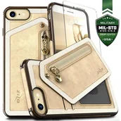 Etui i futerały do telefonów - Zizo Nebula Wallet Case Skórzane etui z kieszeniami na karty + saszetka na zamek + szkło 9H na ekran (Tan/Brown) NEB-IPH8-TNBR - miniaturka - grafika 1