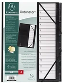 Teczki i skoroszyty - Exacompta 625665e teczka na ze stałym pokrywa, ściągacz z gumką i harmonijka Dehn barem-, 12 przegródek na plecy z tworzywa sztucznego A4 1  12 Ordonator, format DIN A4, czarny 625665E - miniaturka - grafika 1