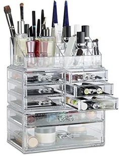 Relaxdays Relaxdays Organizer na kosmetyki z szufladami, szkatułka na biżuterię do makijażu, akrylowy pojemnik na kosmetyki, przezroczysty 10023135_50 - Kosmetyczki, organizery i kuferki - miniaturka - grafika 2