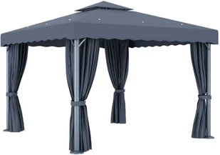 vidaXL Altana ogrodowa z zasłonami, 3 x 3 m, antracytowa - Altany ogrodowe - miniaturka - grafika 4