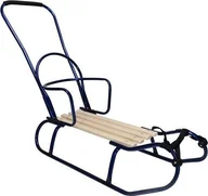 Sanki i ślizgacze - Matpol Sanki z oparciem i pchaczem granatowe 3871 - miniaturka - grafika 1