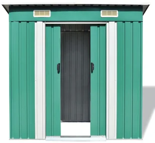 vidaXL Metalowa szopa ogrodowa, kolor zielony - Altany ogrodowe - miniaturka - grafika 4